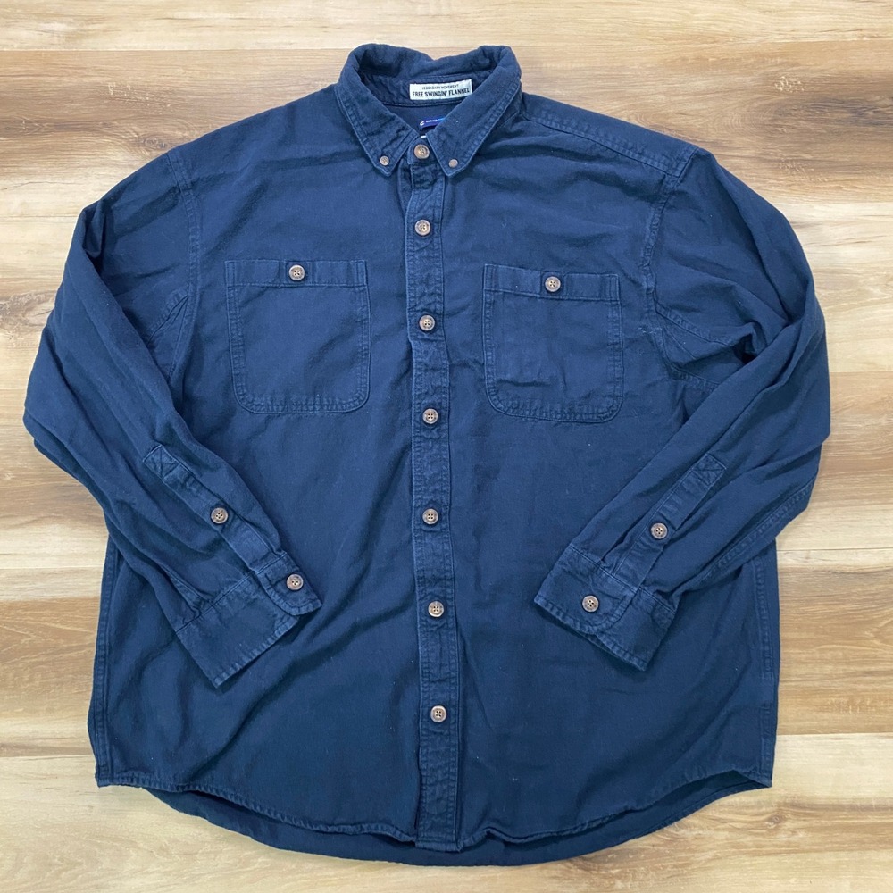 Duluth Trading Co Free Swingin Flannel XL Magnetic Work Shirt Cotton Relaxed